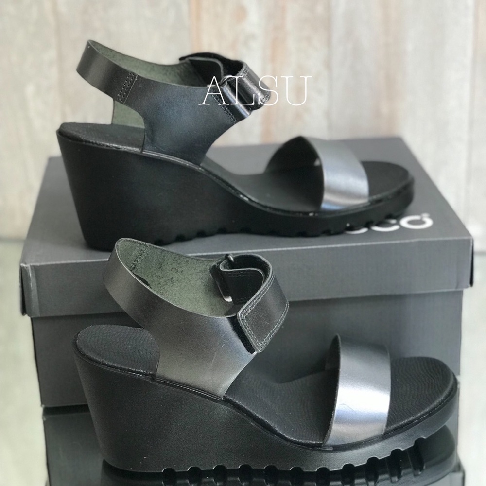 ECCO Freja WedgeSandal Dark Shadow Metallic Grey W - Picture 4 of 8